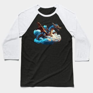 Flying Dragon in the Sky: Epic Fantasy Art Design Baseball T-Shirt